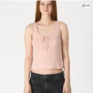 NWT gap x down Blush Lace-Accent Tank Top